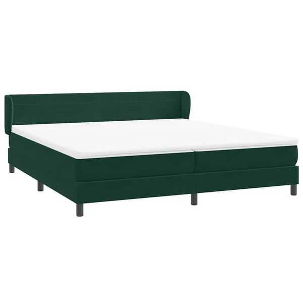 vidaXL Cama com molas colch&otilde;es 200x210 cm veludo verde-escuro