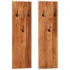 vidaXL Bengaleiros parede 2 pcs 36x3x110 cm madeira de ac&aacute;cia maci&ccedil;a