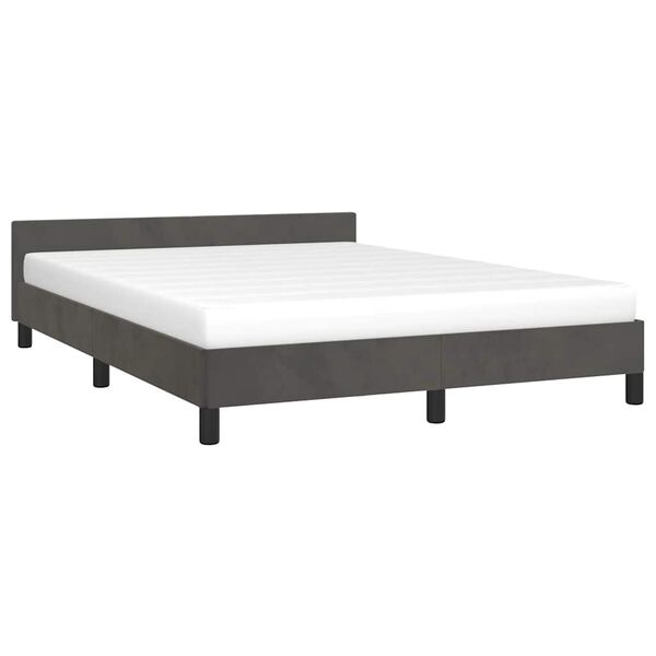 vidaXL Estrutura de cama sem colch&atilde;o 140x200 cm veludo cinzento-escuro