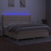 vidaXL Cama box spring c/ colch&atilde;o e LED 200x200 cm tecido cor creme