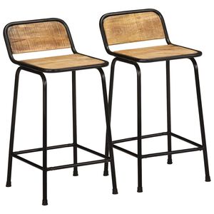 vidaXL Bancos de bar 2 pcs Madeira Maci&ccedil;a de Mangueira R&uacute;stica