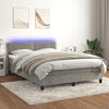 vidaXL Cama box spring c/ colch&atilde;o/LED 140x190 cm veludo cinzento