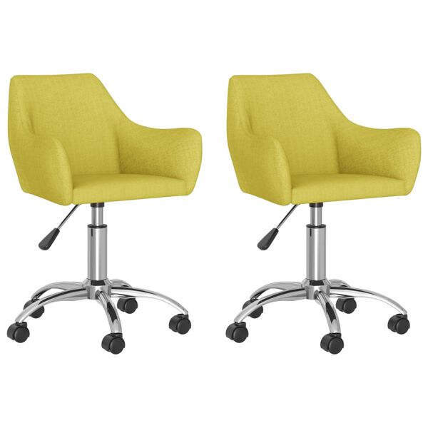 vidaXL Cadeiras de jantar girat&oacute;rias 2 pcs tecido verde