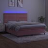 vidaXL Cama box spring c/ colch&atilde;o/LED 180x200 cm veludo rosa