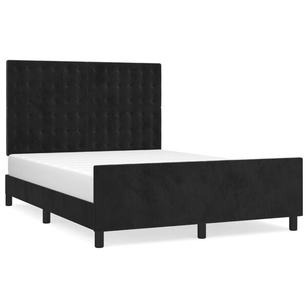 vidaXL Estrutura de cama sem colch&atilde;o 140x190 cm veludo preto