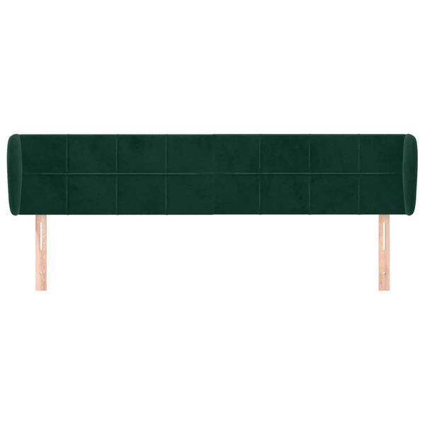vidaXL Cabeceira de cama c/ abas veludo 203x23x78/88cm verde-escuro