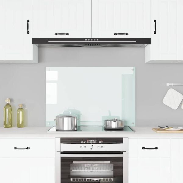 vidaXL Painel anti-salpicos de cozinha 90x60 cm vidro temperado branco