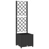 vidaXL Vaso de jardim com treli&ccedil;a preto 40x40x136 cm PP