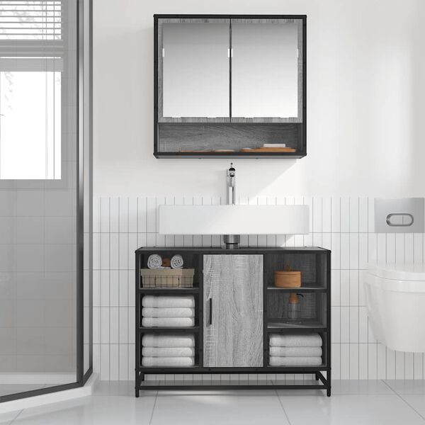 vidaXL Arm&aacute;rio p/ lavat&oacute;rio WC 80x33x60 cm deriv.madeira cinza sonoma