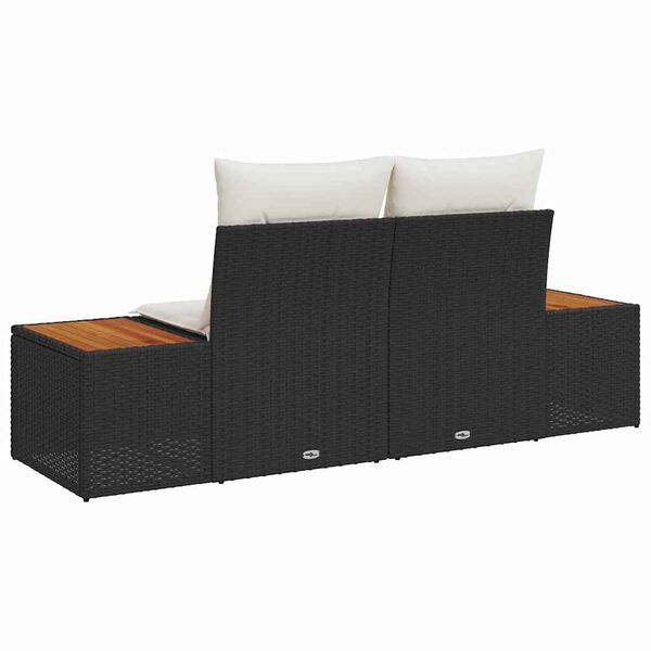 vidaXL Sofá de jardim Preto 184 x 62 x 85cm vime PE