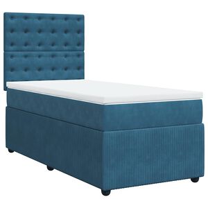 vidaXL Cama com molas/colch&atilde;o 80x200 cm veludo azul-escuro