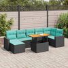 vidaXL 8 pcs conjunto sof&aacute;s de jardim com almofad&otilde;es vime PE preto