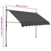vidaXL Toldo retrátil manual com LED 300 cm antracite