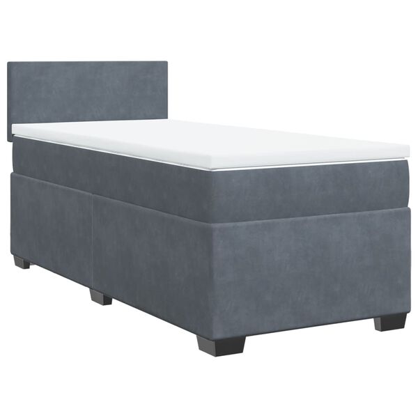 vidaXL Cama box spring com colchão solteiro veludo cinzento-escuro
