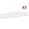 vidaXL Cestos gabi&atilde;o arqueados 3 pcs 400x30x40/60 cm ferro galvanizado