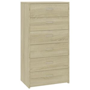 vidaXL Aparador com 6 gavetas 50x34x96 cm contraplacado cor carvalho