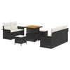 vidaXL Conjunto de Sof&aacute; de Jardim com almofada 8 pcs Preto e Creme