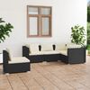 vidaXL 5 pcs conjunto lounge de jardim c/ almofad&otilde;es vime PE preto