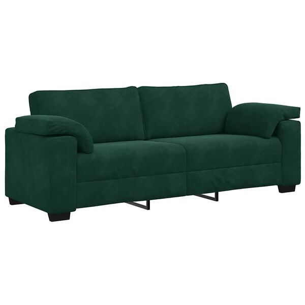vidaXL Sof&aacute; de 3 lugares 220x77x82 cm veludo verde-escuro