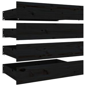 vidaXL Gavetas de cama 4 pcs madeira de pinho maci&ccedil;a preto