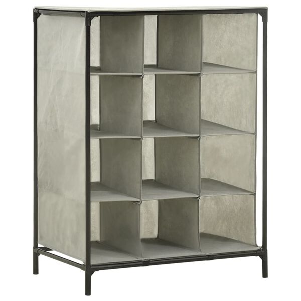 vidaXL Sapateira 55x36x76 cm tecido-n&atilde;o-tecido e a&ccedil;o cinzento