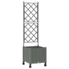 vidaXL Vaso de Jardim com Treli&ccedil;a e Rodas Cinzento-claro PP