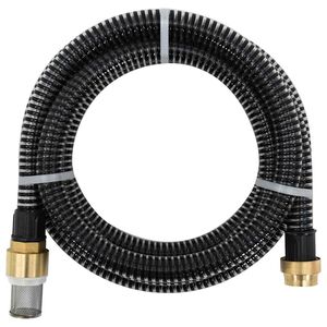 vidaXL Mangueira de suc&ccedil;&atilde;o com conectores de lat&atilde;o 1,1" 3 m PVC preto