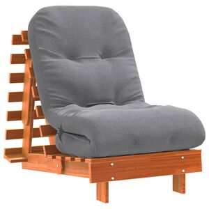 vidaXL Sof&aacute;-cama futon c/ colch&atilde;o madeira de pinho maci&ccedil;a castanho-mel