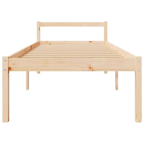 vidaXL Cama de solteiro pequena p/ idosos 75x190 cm pinho maci&ccedil;o