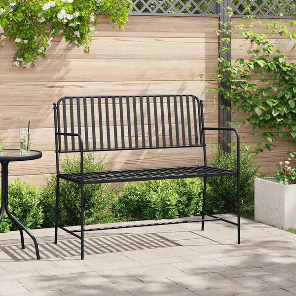 vidaXL Banco de jardim Preto 104 x 54 x 93cm Aço