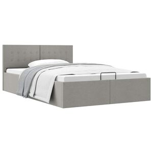 vidaXL Cama hidr&aacute;ulica c/ arruma&ccedil;&atilde;o 120x200cm tecido cinza-claro