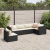 vidaXL 6 pcs conjunto lounge de jardim c/ almofadões vime PE preto