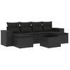 vidaXL 7 pcs conjunto de sof&aacute;s p/ jardim c/ almofad&otilde;es vime PE preto