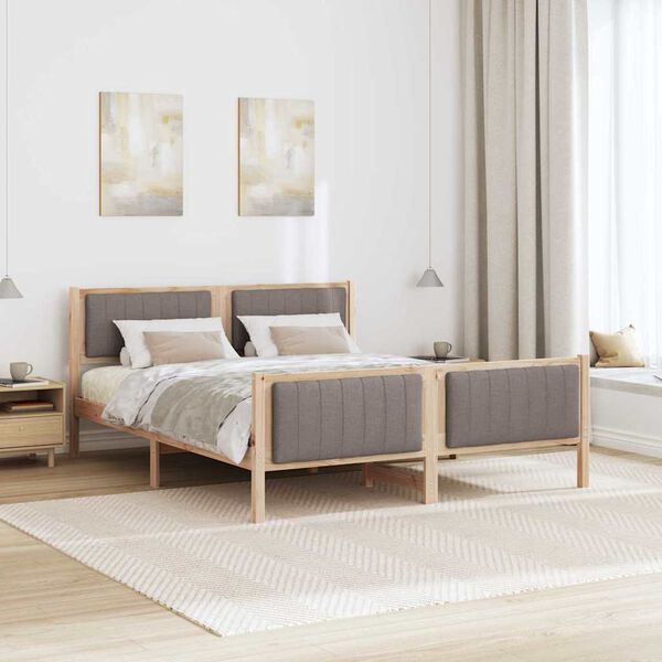 vidaXL Estrutura da cama com cabeceira Marrom e taupe 150 x 200 cm
