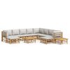 vidaXL 12pcs conj. lounge de jardim bambu c/ almofad&otilde;es cinzento-claro
