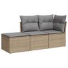 vidaXL 3 pcs conjunto de sof&aacute;s p/ jardim com almofad&otilde;es vime PE bege