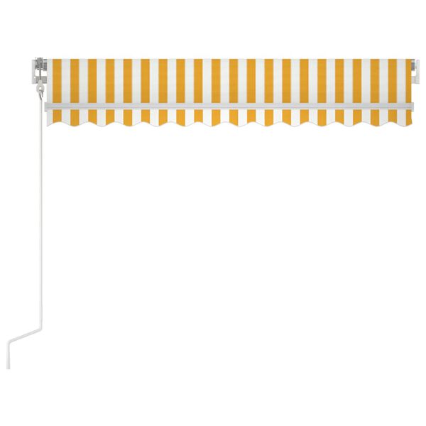 vidaXL Toldo autom&aacute;tico LED e sensor de vento 300x250cm amarelo/branco
