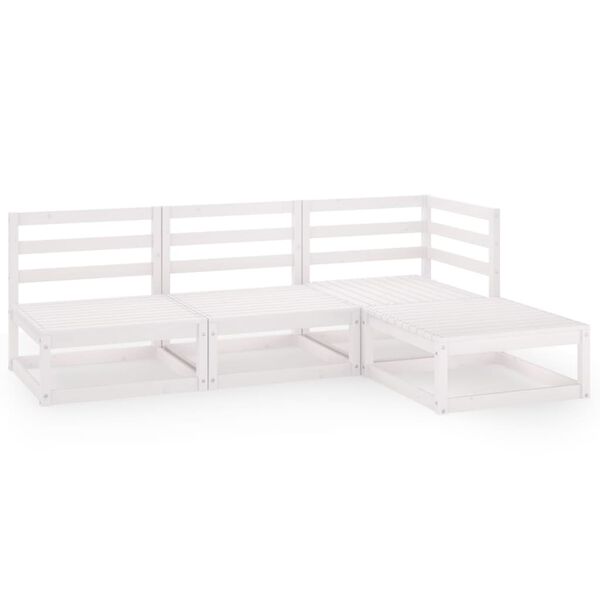 vidaXL 4 pcs conjunto lounge de jardim pinho maci&ccedil;o branco