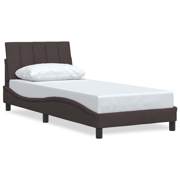 vidaXL Estrutura de cama sem colch&atilde;o Hanko 90x190 cm tecido castanho-escuro
