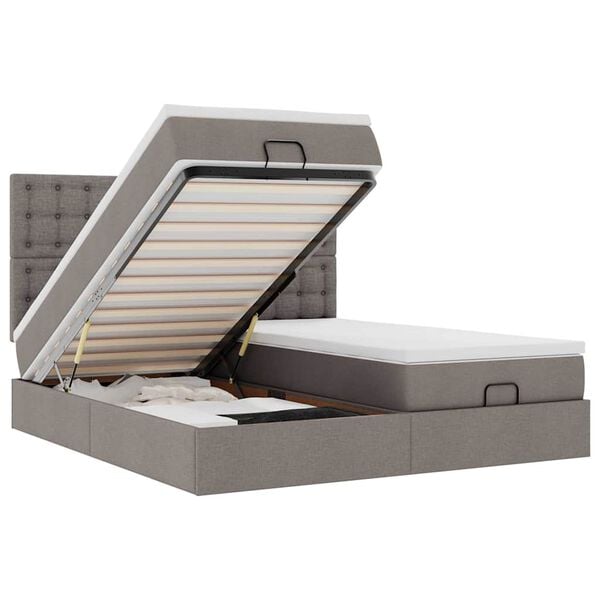 vidaXL Estrutura cama otomana com colch&otilde;es tecido cinzento 200x200cm