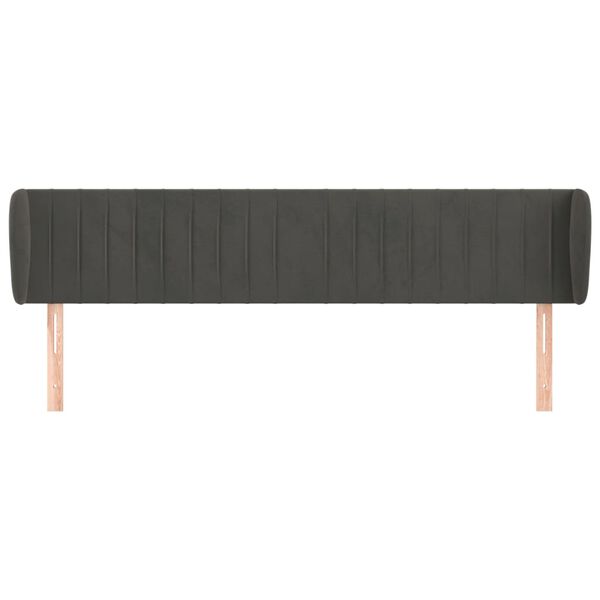 vidaXL Cabeceira de cama c/ abas veludo 203x23x78/88cm cinzento-escuro