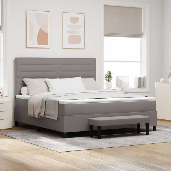 vidaXL Cama Box com colch&atilde;o Cinzento-acastanhado 180 x 200 cm tecido