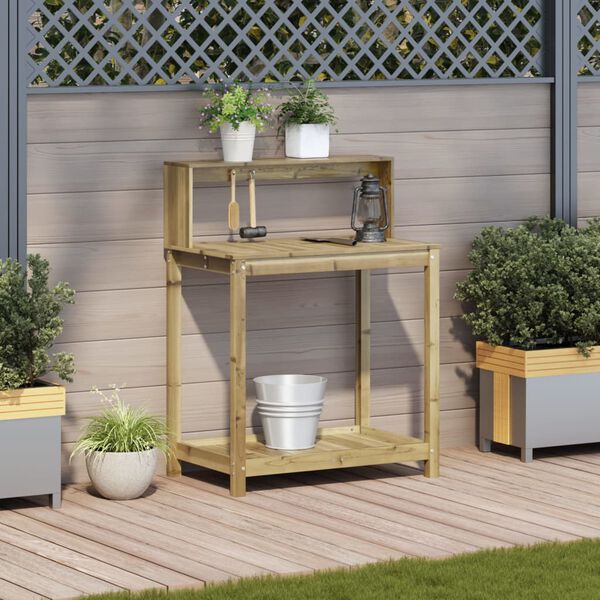 vidaXL Mesa jardinagem c/ prateleiras 82,5x50x109,5cm pinho impregnado