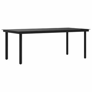 vidaXL Mesa de jantar para jardim 200x100x74 cm a&ccedil;o e vidro preto