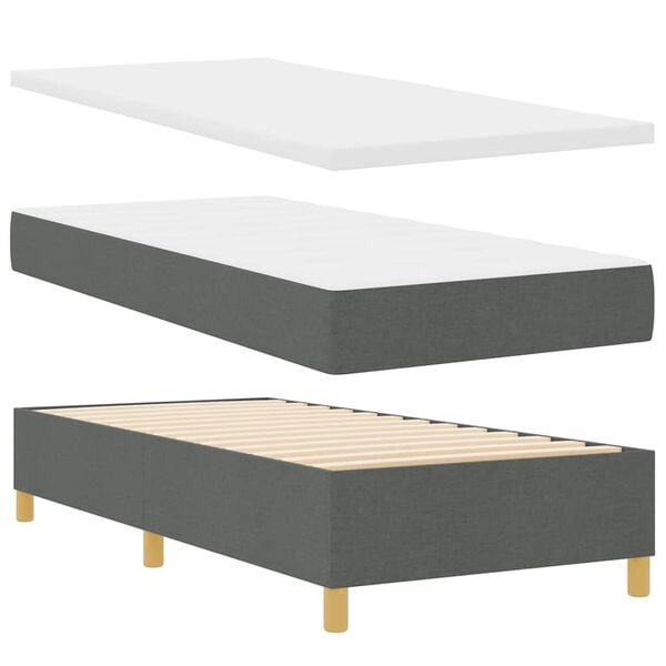 vidaXL Cama Box com colch&atilde;o Cinzento escuro 80 x 200 cm tecido