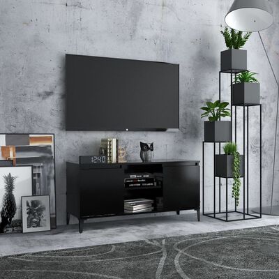 vidaXL Móvel de TV com pernas em metal 103,5x35x50 cm preto