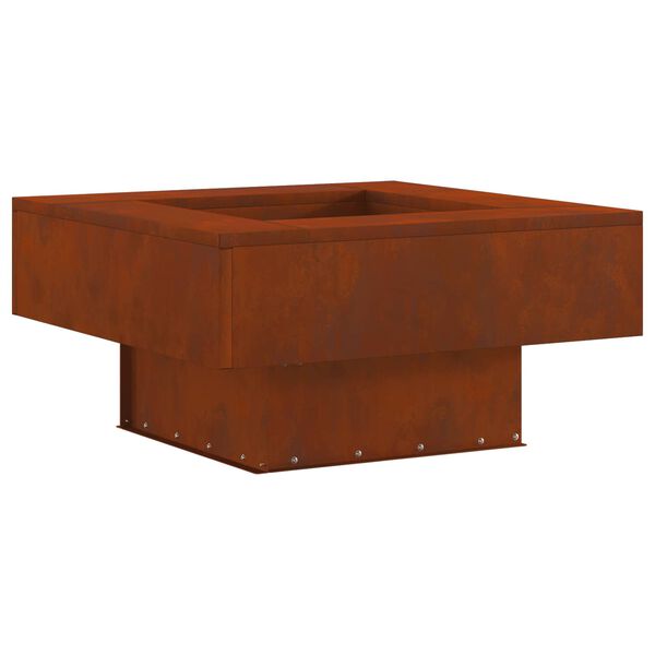 vidaXL Fire Pit Castanho 60 x 60 x 30 cm A&ccedil;o resistente &agrave;s intemp&eacute;ries