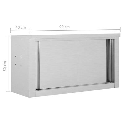 vidaXL Móvel parede p/ cozinha portas correr 90x40x50cm aço inoxidável