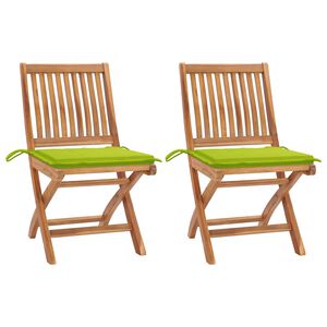 vidaXL Cadeiras jardim c/ almofad&otilde;es verde brilhante 2 pcs teca maci&ccedil;a