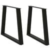 vidaXL Pernas para mesa de jantar em V, 2 pe&ccedil;as, pretas, 70x(72-73,3) cm, a&ccedil;o